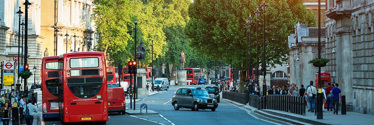 Street view in London with the Big Ben in the background