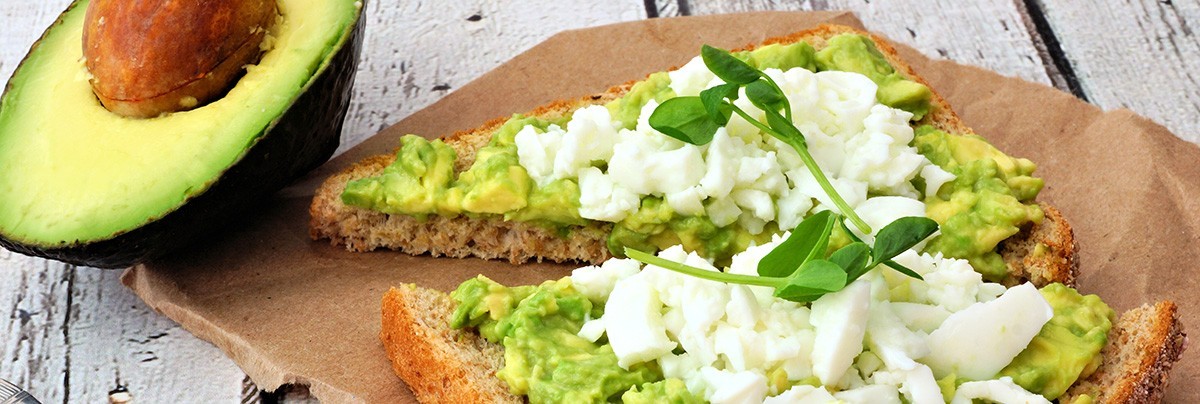 Image of toast with smashed avocado and crumbled feta