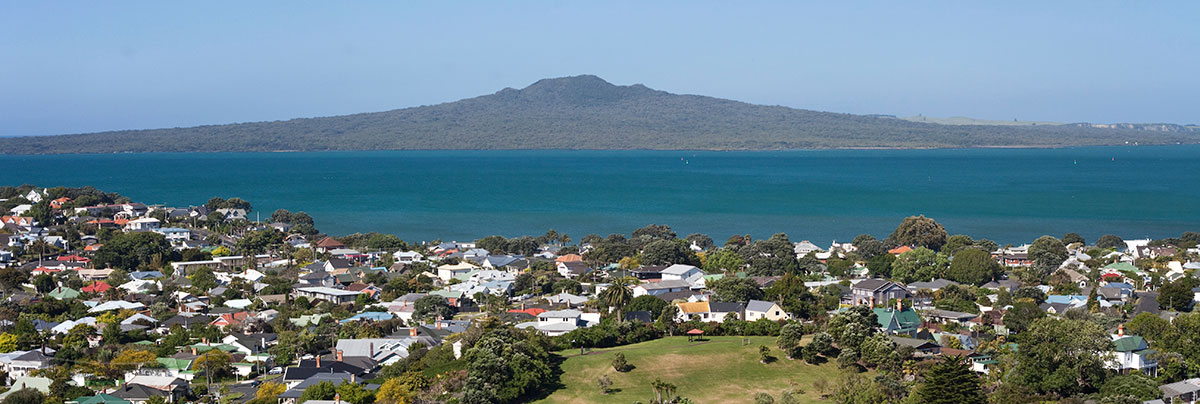 Rangitoto im panoramic view of north shore new zealand