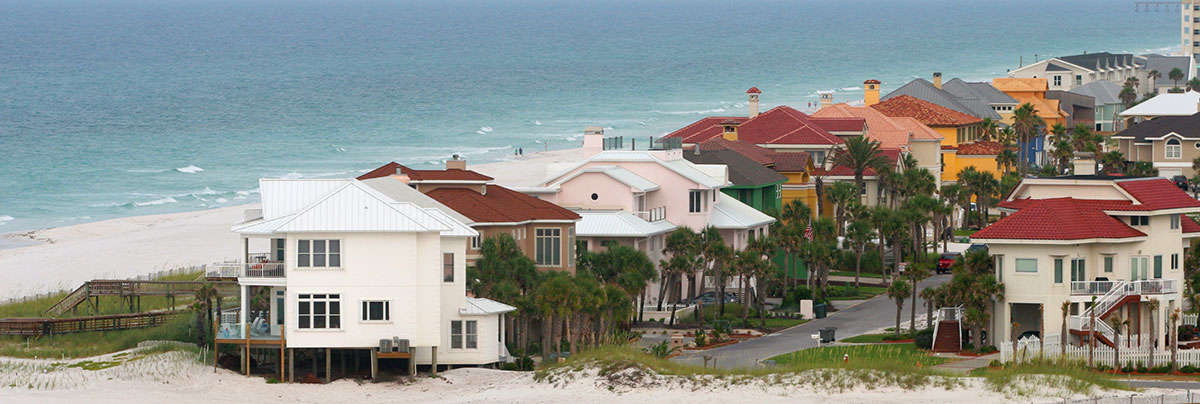 Aerial shot of pensacola beach