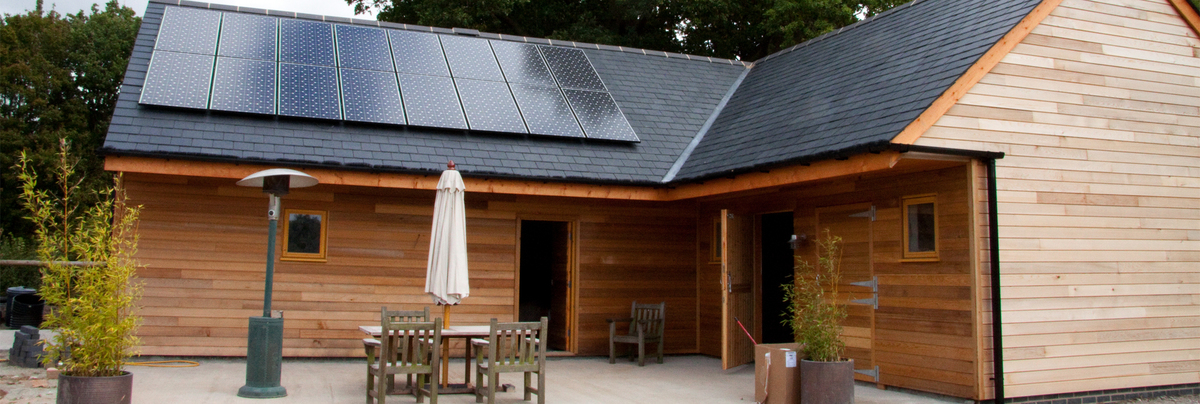 Solar panels on roof - sustainable building material ideas