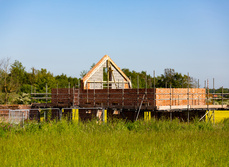 A barn conversion being undertaken in a beautiful rural location.