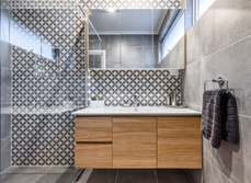 Retro vanity and shower