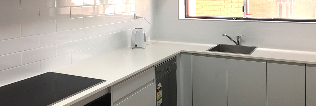 panoramic image of sydney apartment kitchen renovation