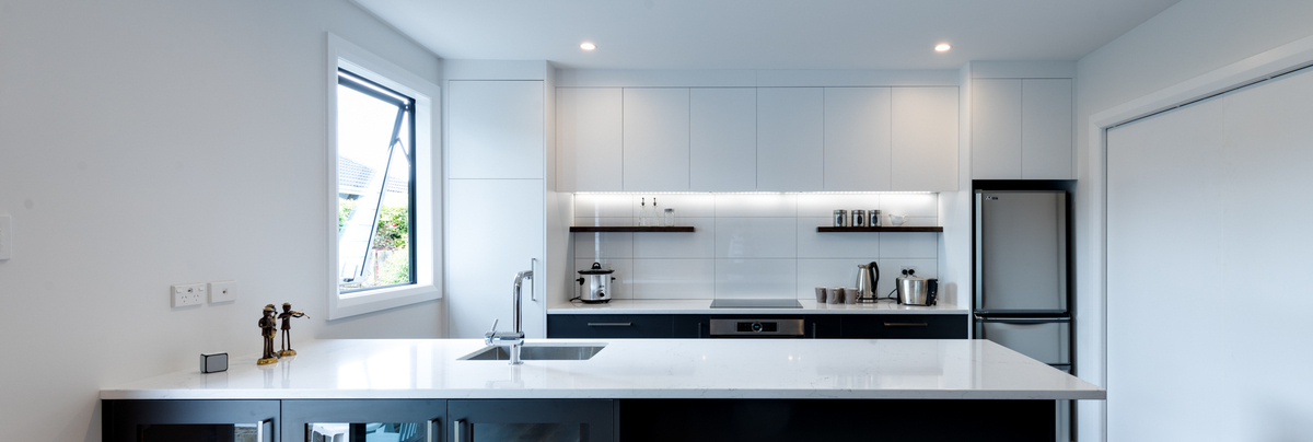 Modern black and white kitchen
