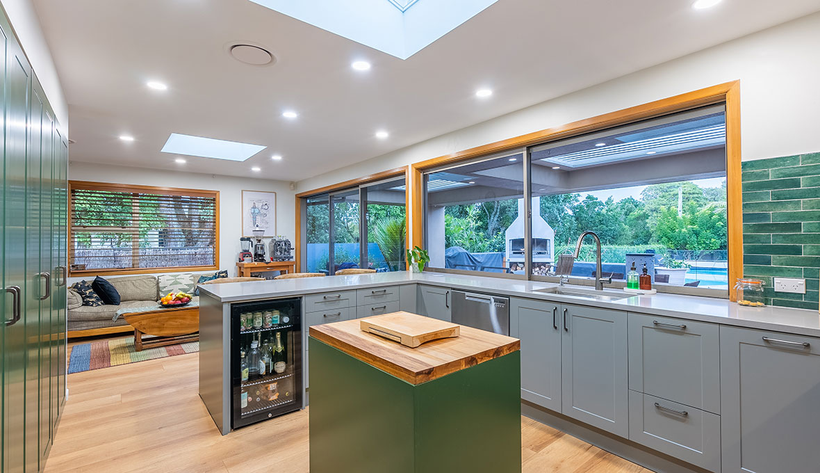 shaker style kitchen with cupboard paneling