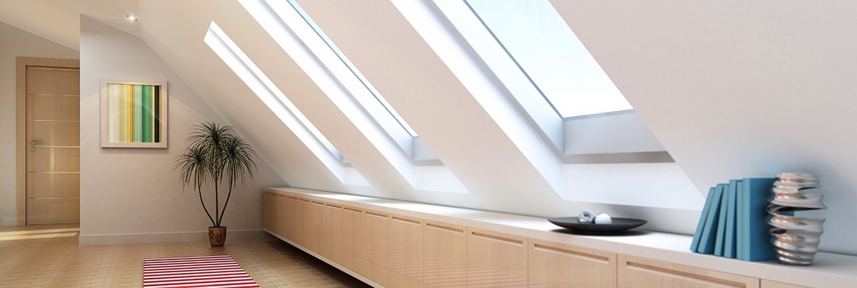Skylights in a renovated house with a loft conversion.