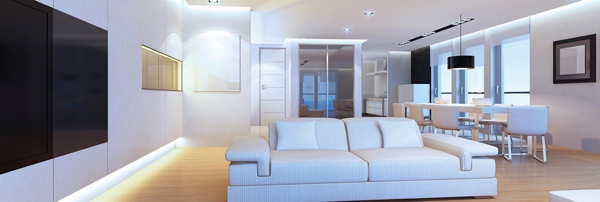 Top-end living room lighting and sound