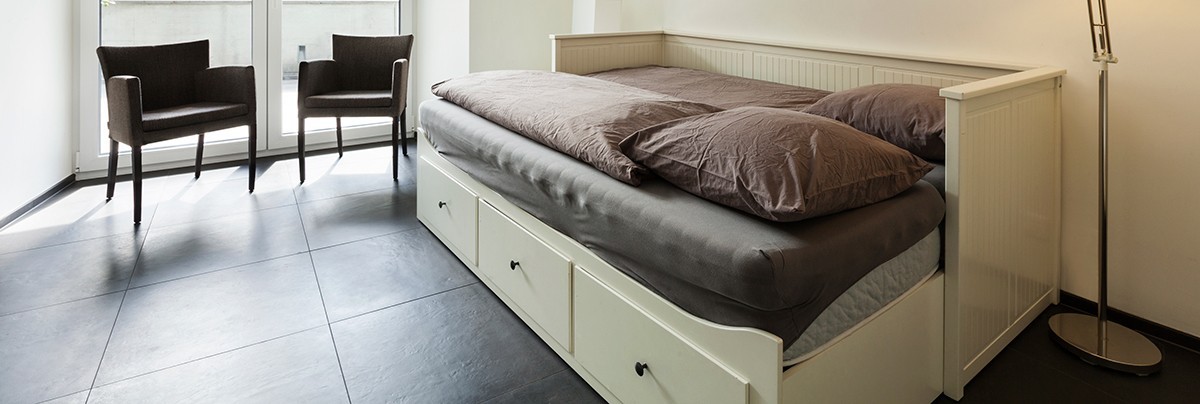 Storage underneath sofa-bed