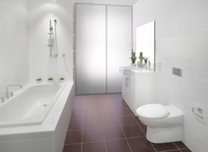 a simple clean bathroom renovation designed to make a small space look bigger