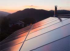 Solar panels installed on a roof during a home renovation