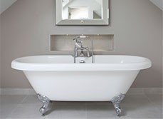 Simple bathroom renovation with freestanding bath