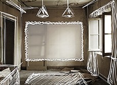 Old room photo with drawings of the dreams for its renovation