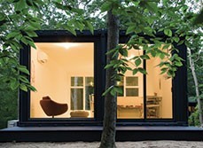 Outside look of a shipping container homes living room