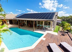 pool with solar panels