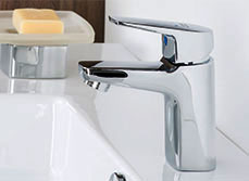 Silver coloured bathroom fixtures by Robertson