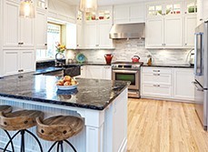 A renovate kitchen with wooden floor