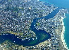 View of the Swan River in Fremantle from above