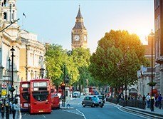 Street view in London with the Big Ben in the background