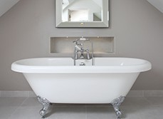 A freestanding bathtub