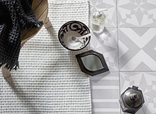 A bow and square tile