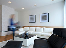 Art hanging on a living room wall