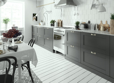 A kitchen in a side return of a property.