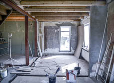 A garage starting to be converted