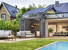 A large house extension that flows into the garden