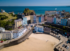 A row of cottages over looking a harbour