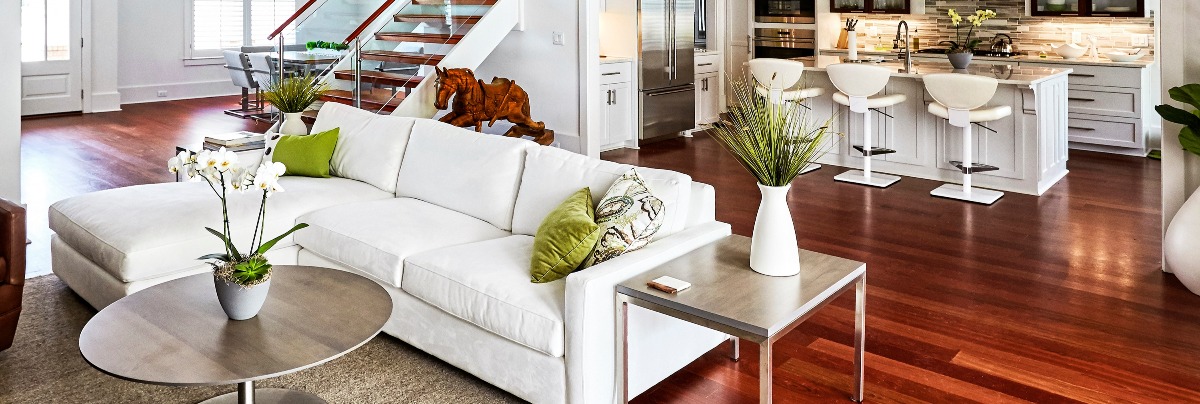 modern open plan kitchen and living room