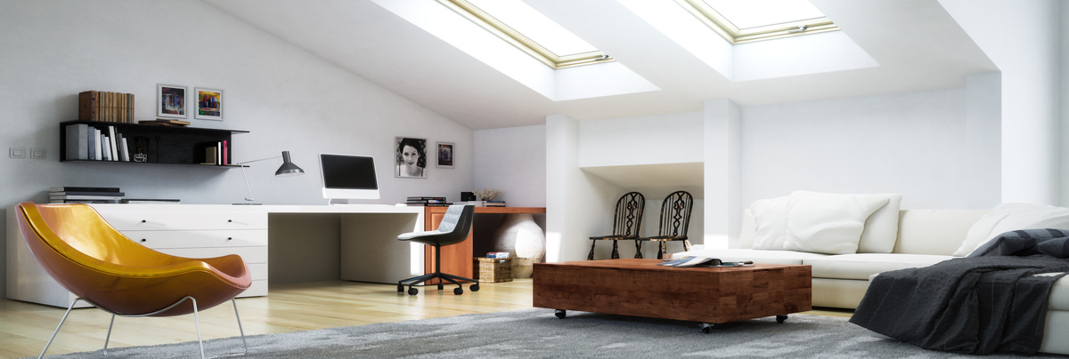 A converted loft used for an office space