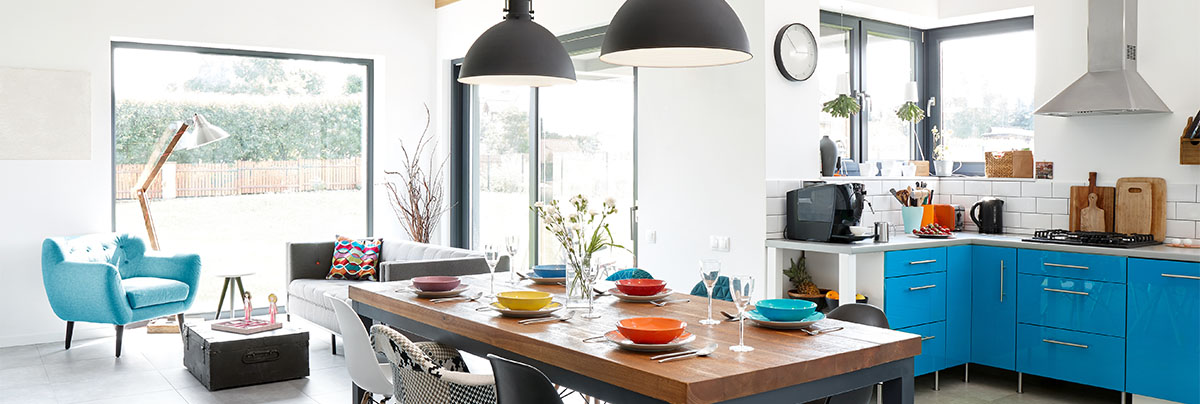 Open plan kitchen living design