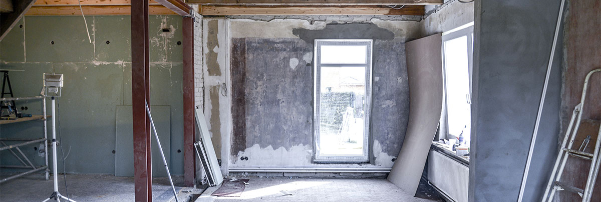 A garage being converted