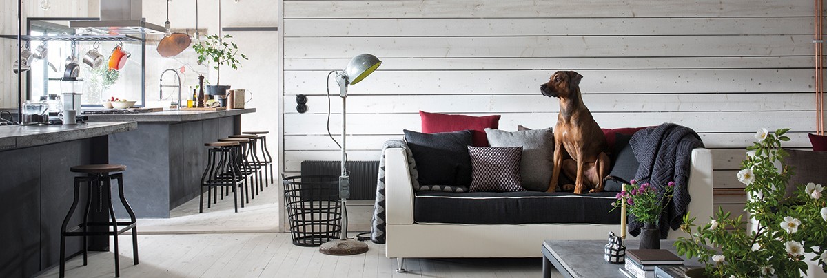 Living room with swedish design features