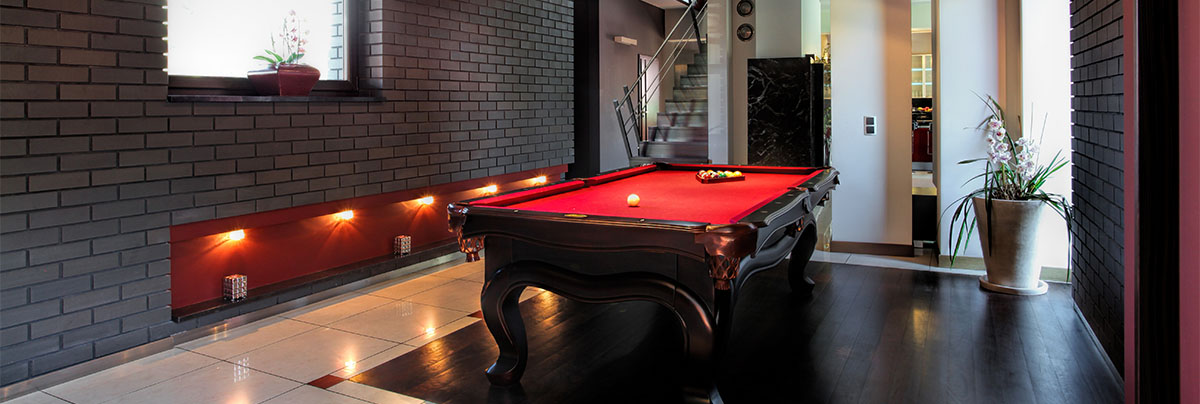 basement renovation with pool table