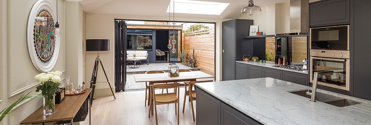 View of the renovated kitchen in West London