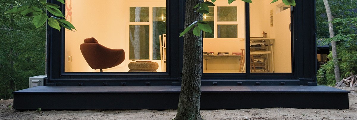 Outside look of a shipping container homes living room