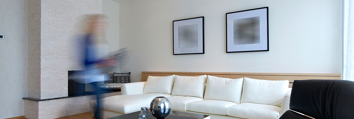 Art hanging on a living room wall