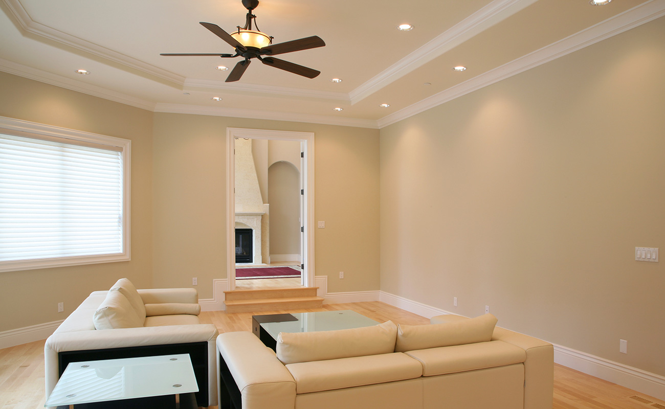 Ceiling fan in modern living room