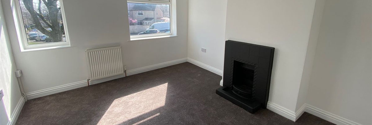 Living room with fresh plaster and original features
