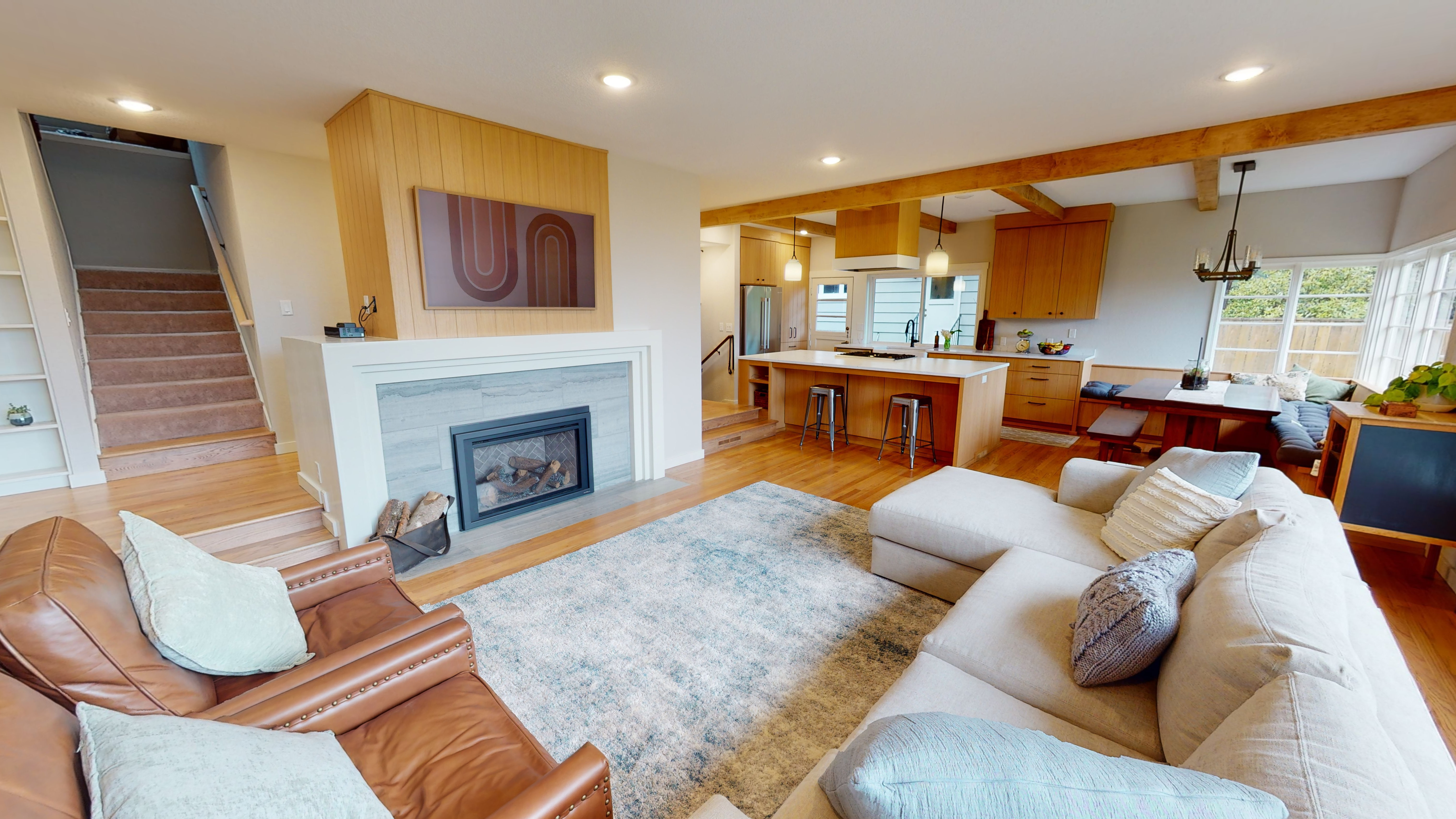 Complete home remodeling in Sugar Land with wood and white countertop kitchen remodeling 