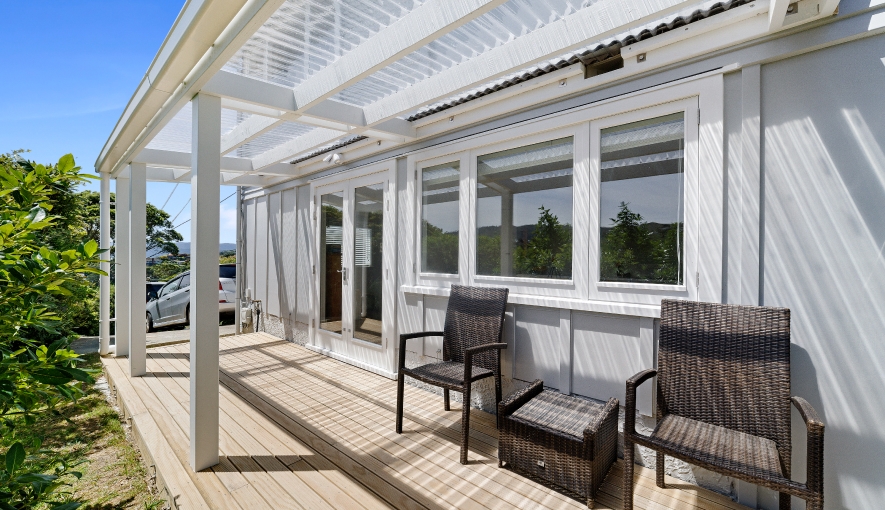 Granny flat exterior with decking space