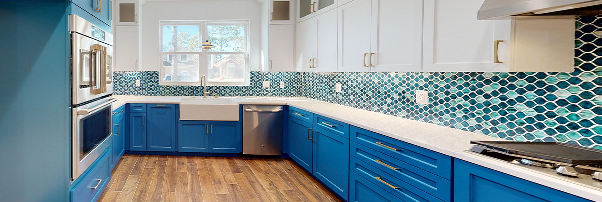 White & Blue kitchen renovation in sugarland tx