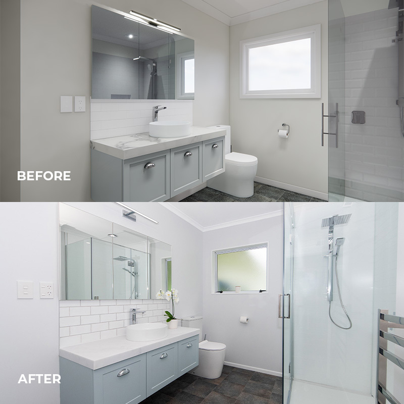 Before and After Bathroom Renovation in tauranga