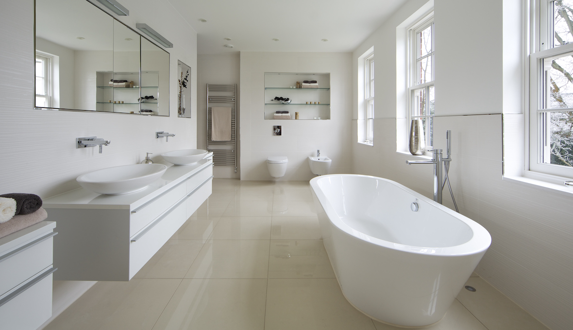 Luxurious all white bathroom