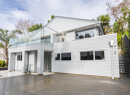 house exterior with white weatherboard