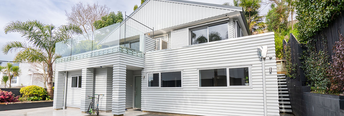 house exterior with white weatherboard