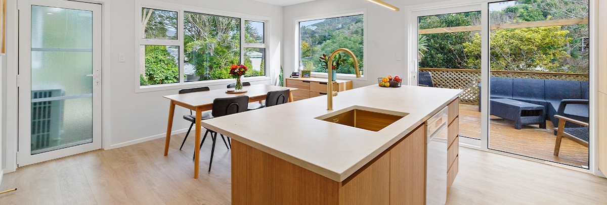 Kitchen with gold fixtures