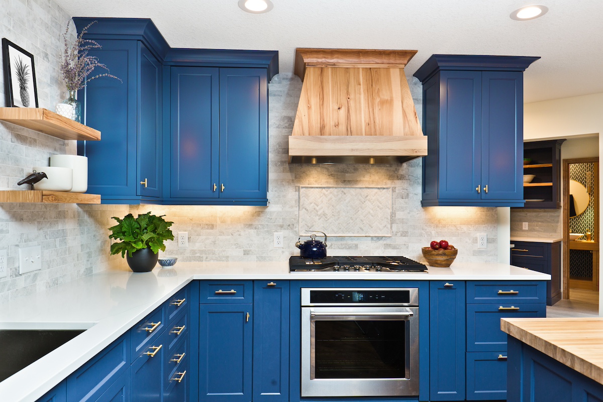 Navy cabinetry with 